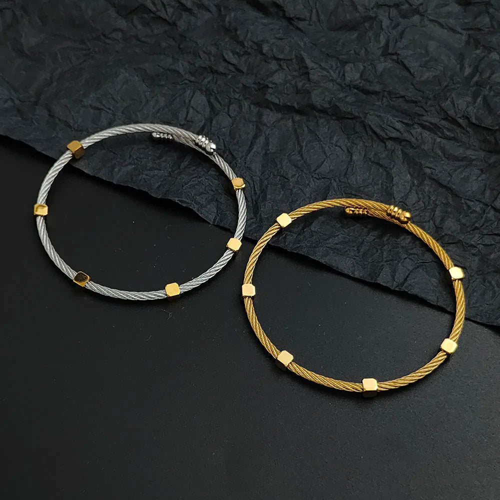 Wire Thorn Nut Bracelet for Women — Gold-Tone, Stainless Steel