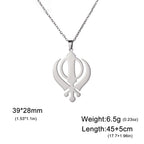 LIKGREAT Classic Sikhism Symbol Necklace Stainless Steel Sikh Khanda Necklaces Religious Protection Amulet Jewelry for Women Men