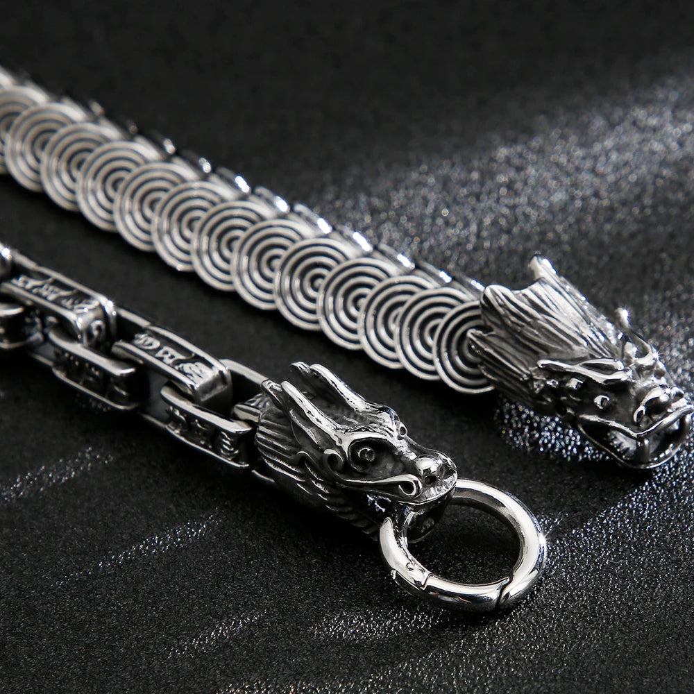 Solid 316L Stainless Steel Dragon Men Bracelet for Man Casting Men's Bracelets Jewelry Retro Gothic Accessories Punk