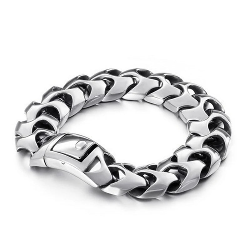 Polished Chunky Link Chain Bracelet — Stainless Steel