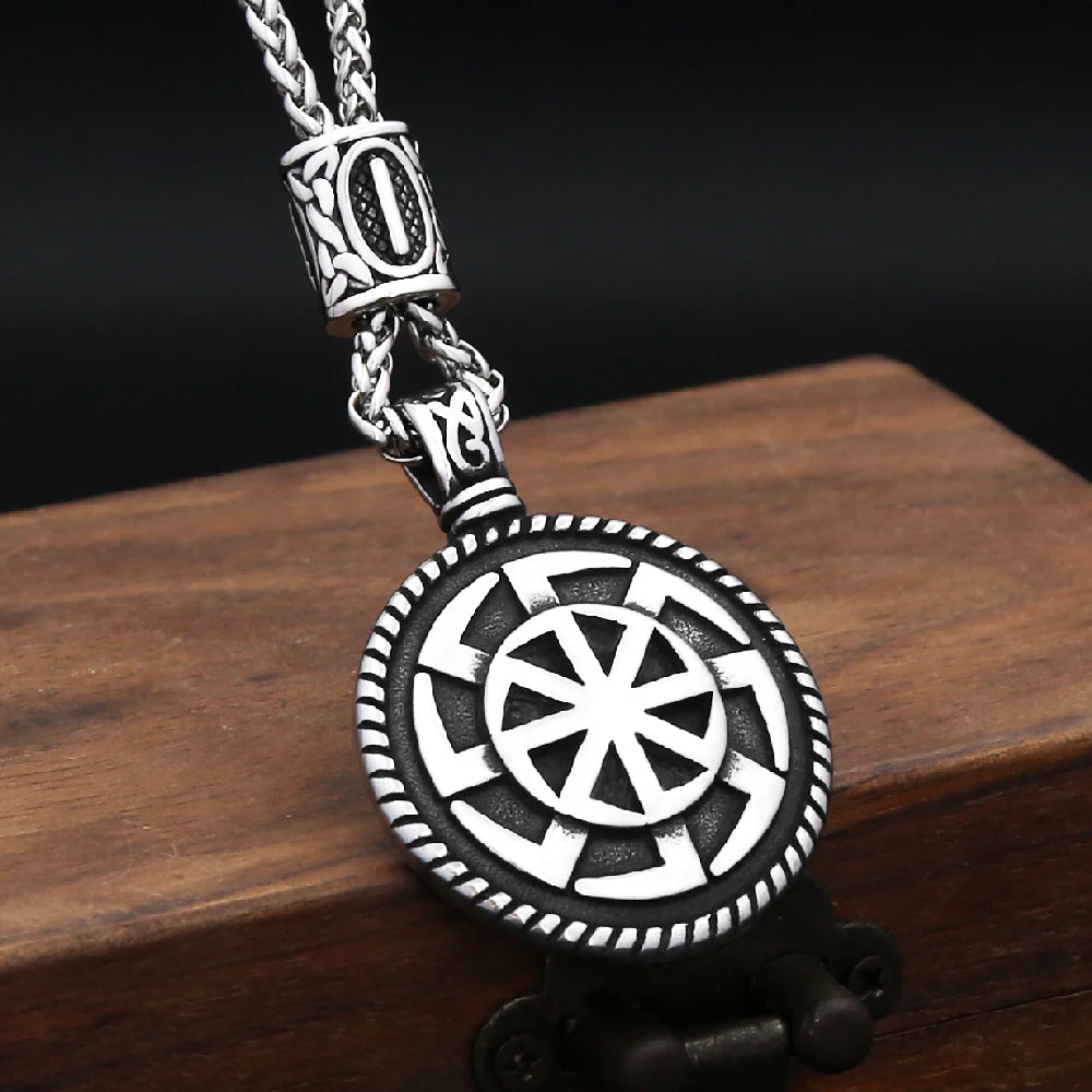 Nordic Steel Pendant Slavic Kolovrat 316L Vintage