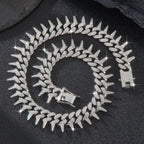 Full 20mm Thorn Set Cuban Chain Punk Retro Hip Hop Chic Bracelet Collarbone Chain Hip Hop Accessory