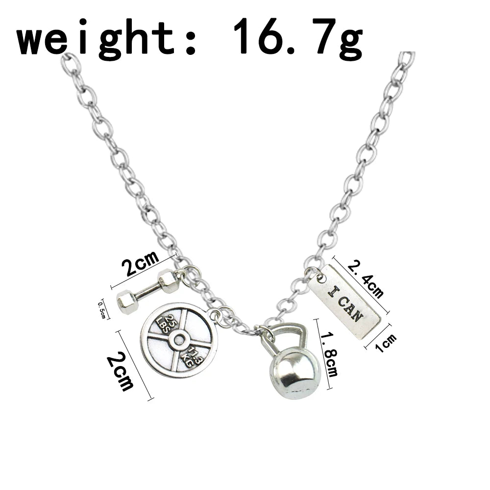 Dumbbell Barbell Letter Pendant — Stainless Steel
