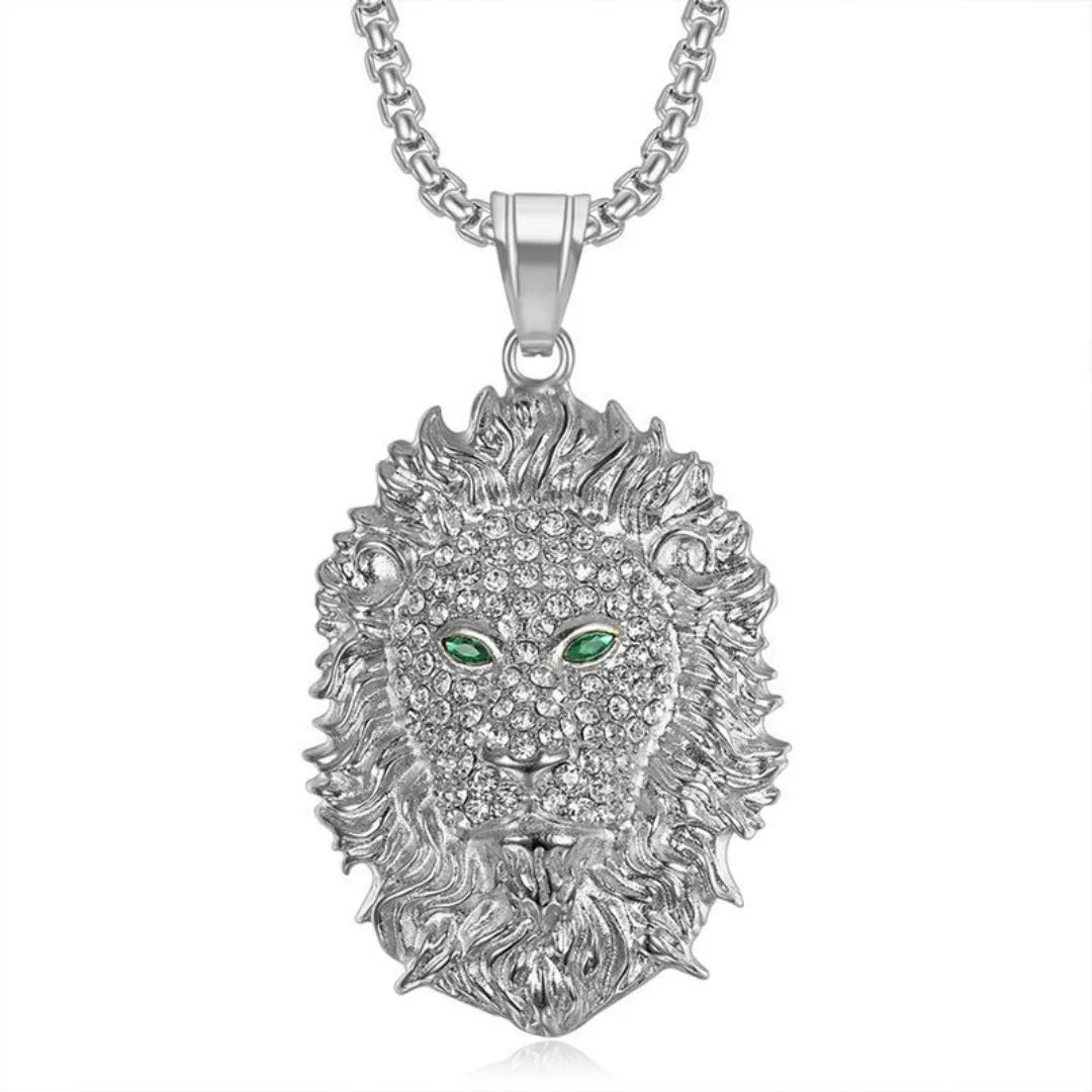 Iced Out Lion Gold Pendant Necklace