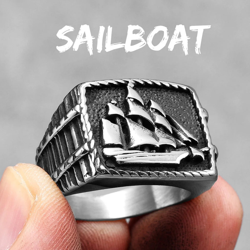 Anchor Lighthouse Ring — Stainless Steel