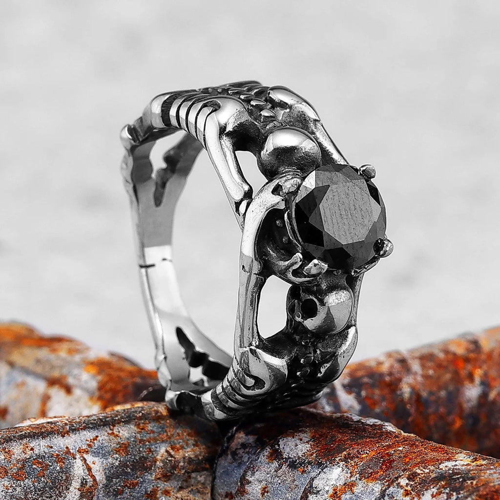 Skull Gemstone Ring — Stainless Steel
