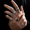 Spider Bat Skull Snake Ring Set — Stainless Steel