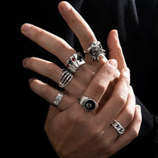 Spider Bat Skull Snake Ring Set — Stainless Steel