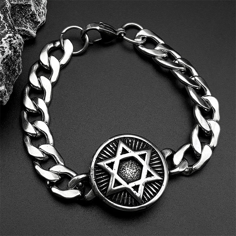 Star Steel Bracelet Judaism Israel Hexagram Jewish