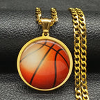 3D Basketball Steel Pendant 316L Necklace