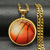 3D Basketball Steel Pendant 316L Necklace