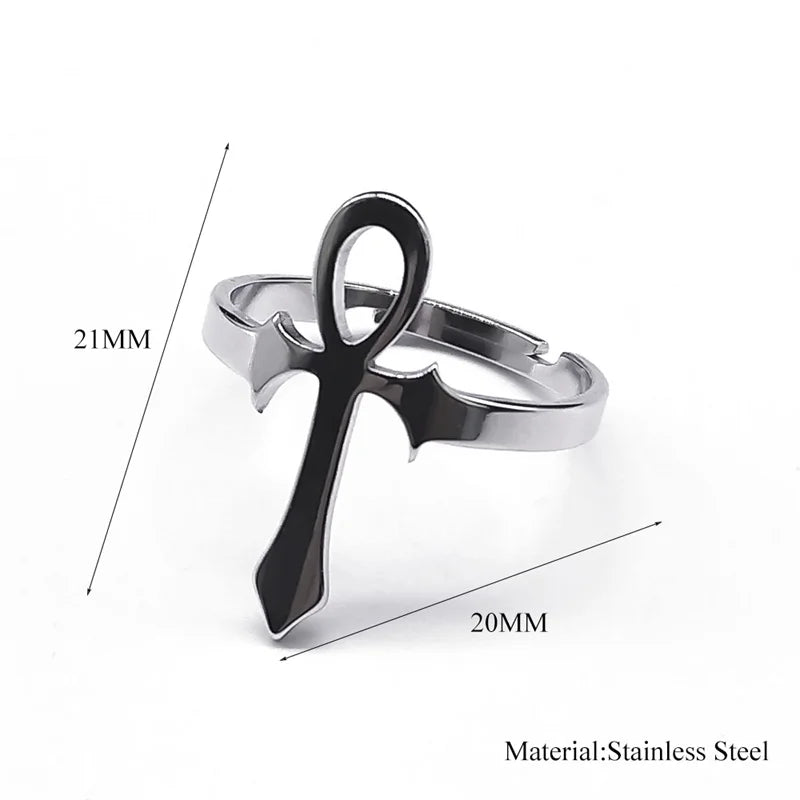 Ankh Cross Ring — Stainless Steel