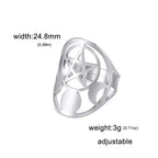Moon Phase Pentagram Adjustable Ring — Stainless Steel
