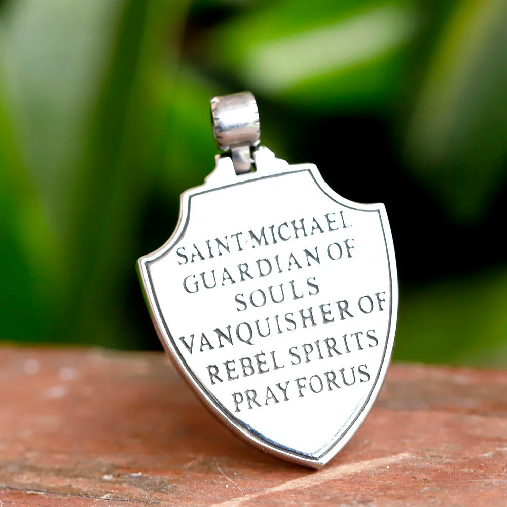 2024 NEW 316L stainless steel religious archangel michael slaying dragons Pendant Talisman Necklace Jewelry Men