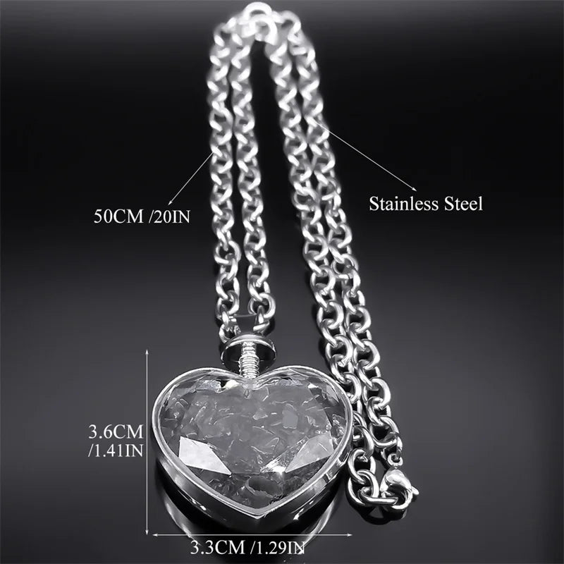 Gothic Heart Silver Pendant Punk Crystal Y2k Nzzz369-1