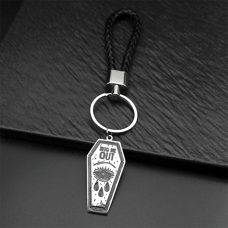 Key Silver Ring Gothic Dark Punk Dig Out Coffin