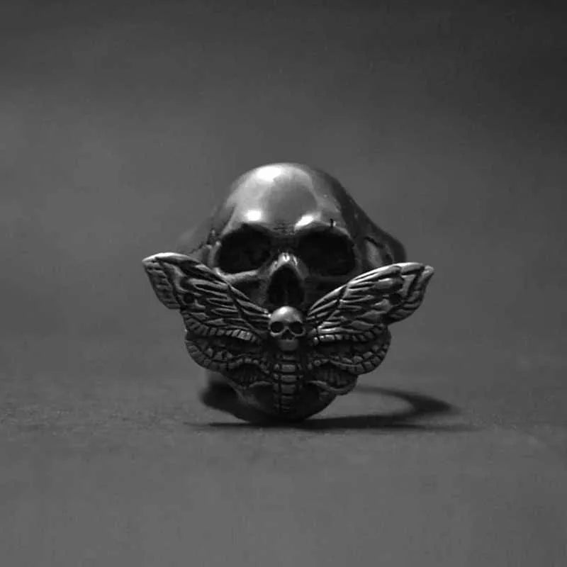 Men's Calvarium Skull Ring Gothic 316L Stainless Steel Biker Ring Motorcycle Band jewellery Party Gift OSR734