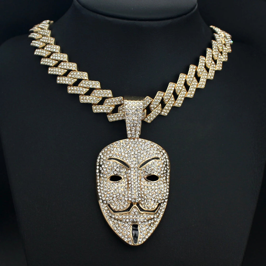 Iced Out Dollar Sign Cross Cuban Pendant — Gold
