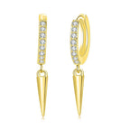 Iced Out Spike Dangle Earrings Stainless Steel