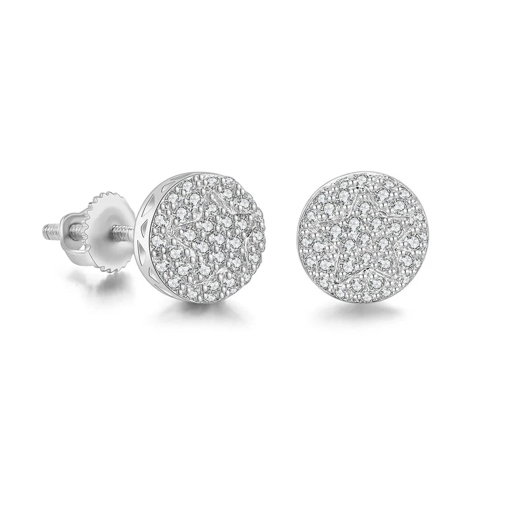 Iced Out Hemispherical Stud Earrings — SS