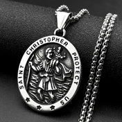 Saint Christopher Medal Pendant Necklace — Gold-Tone