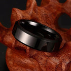 Minimalist Men 8mm Smooth Band Ring — Black-Tone