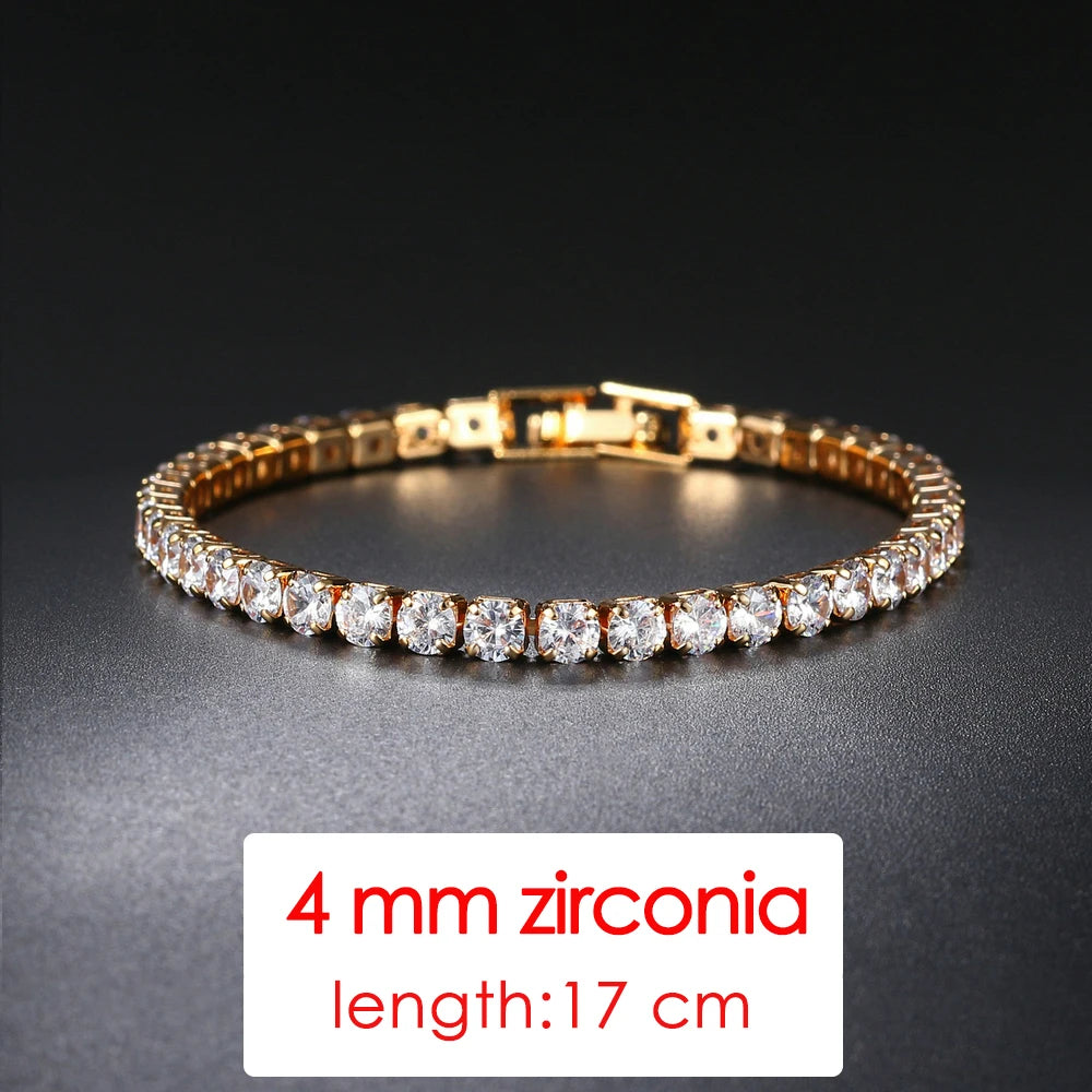 ZHOUYANG Tennis Bracelets For Women Simple Luxury Round Crystal Gold Color Bangle Chain Wedding Female Gift Wholesale Jewelry