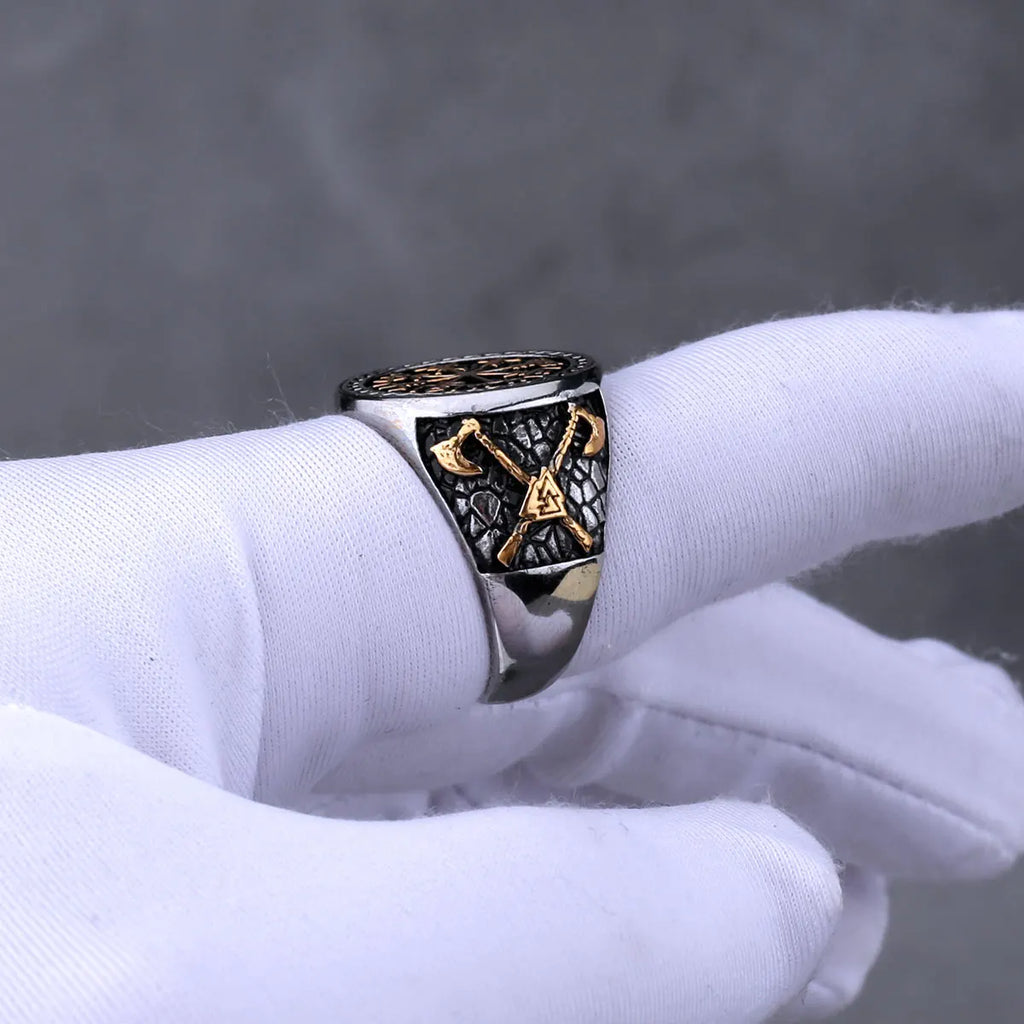 Stainless Steel Vikings Vegvisir Compass Runes Ring for Men Vintage  Fashion Celtic Knot Accessories Hip Hop Biker Jewelry Gift
