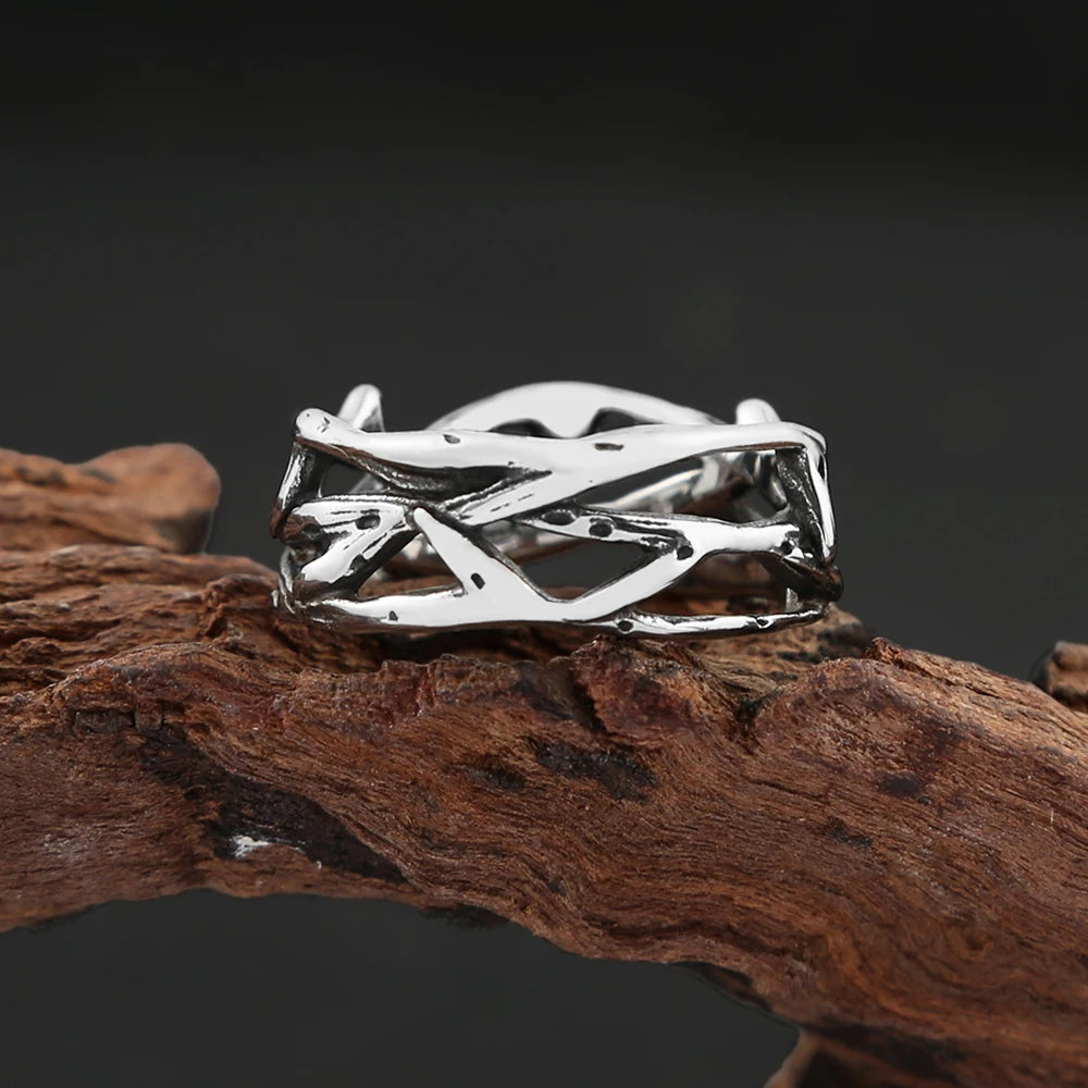 Steel Ring Vintage Punk Peace Olive Branch Biker