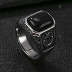Natural 10*12mm Big Black Agate Stone Vintage Ring For Men Women,Noble Atmospheric Temperament Silver Plated Jewelry Rings Gifts