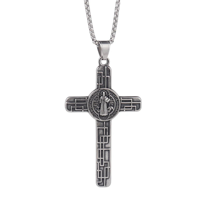 Classic St. Michael Cross Necklace — Stainless Steel