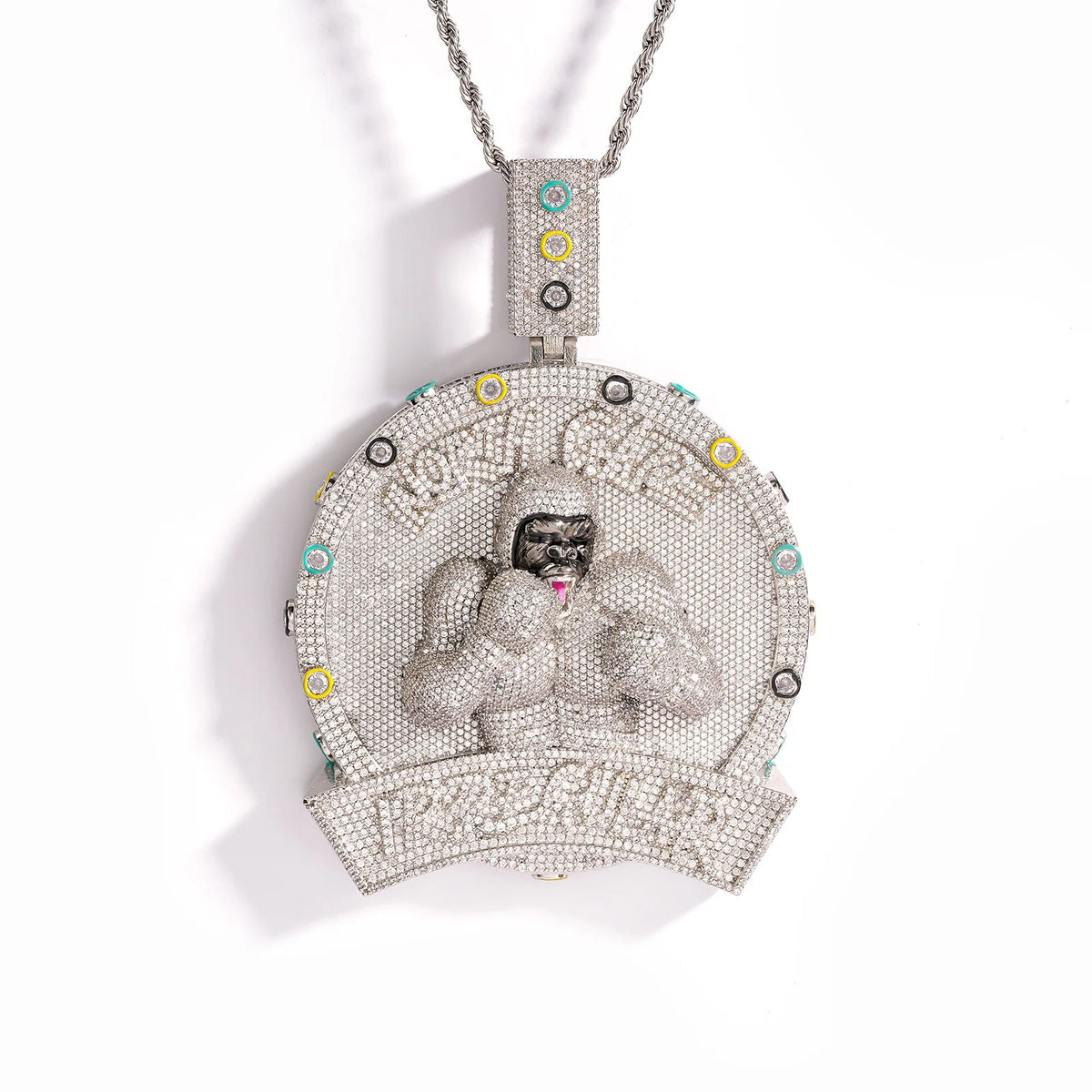 Hip Hop Style Copper Inlaid Zircon gorilla Boxer Pendant, Heavy Industry Trendy Personality Men's Necklace Accessories