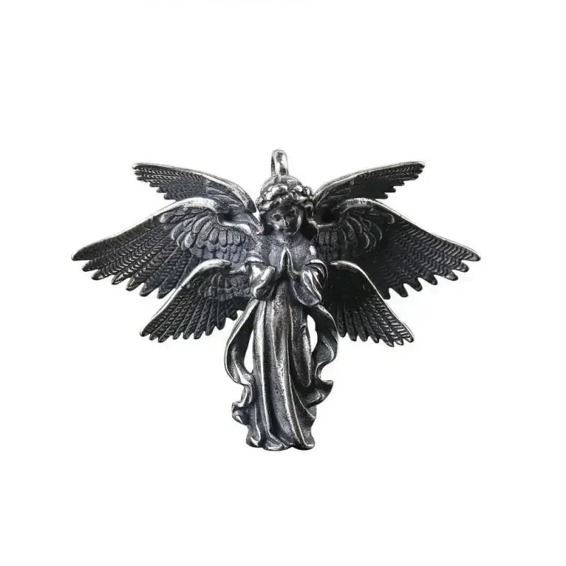 Delicate Antique Silver Color Seraph Prayer Good Luck Necklace Pendant Men Women Anniversary Amulet Jewelry Gift