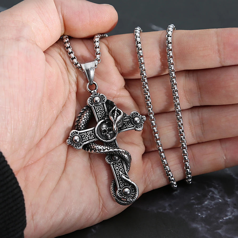 Skull Cross Stainless Steel Pendant Necklace