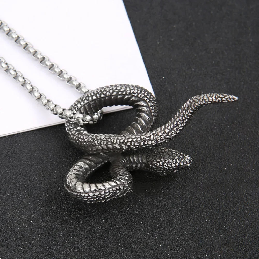 Snake Pendant Necklace — 316L Stainless Steel