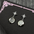 Star Moon Silver Earrings Sterling Zircon Starburst
