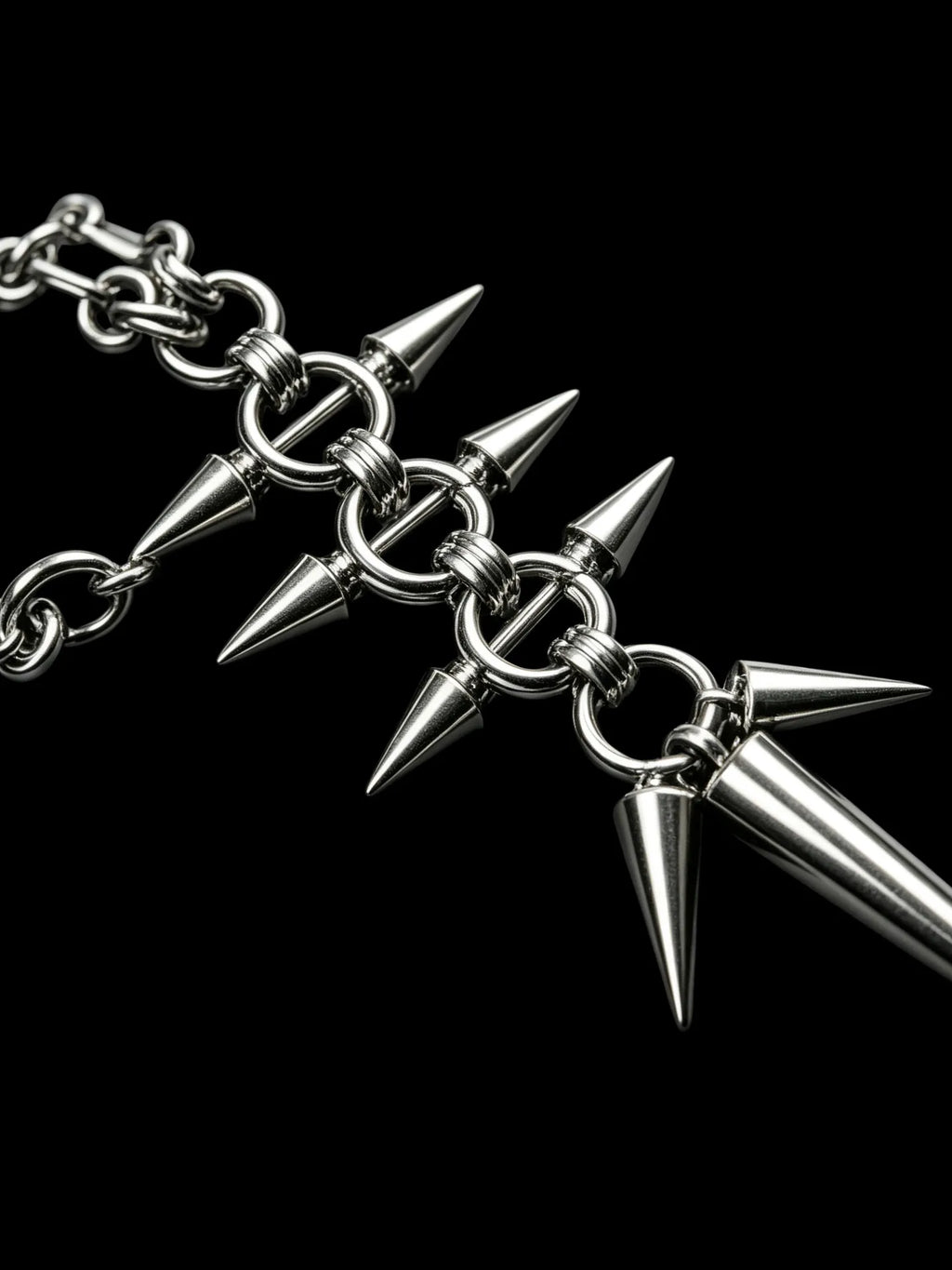 Punk Grunge Goth Rivet Long Spike Pendant Chain Necklace