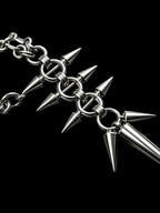Punk Grunge Goth Rivet Long Spike Pendant Chain Necklace