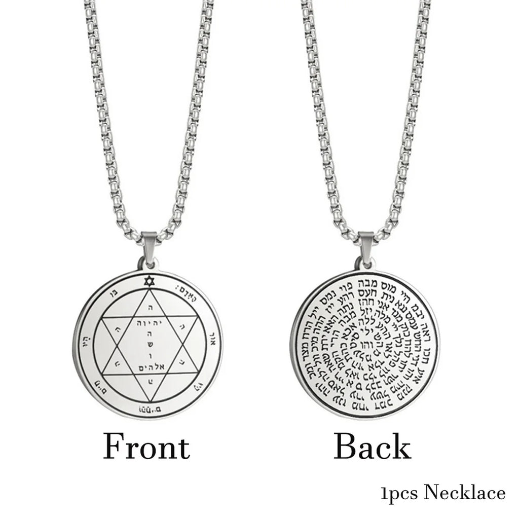 EUEAVAN Key of Solomon Necklace Double Side Third Pentacle of the Venus Protection Love Stainless Steel Necklaces Amulet Jewelry