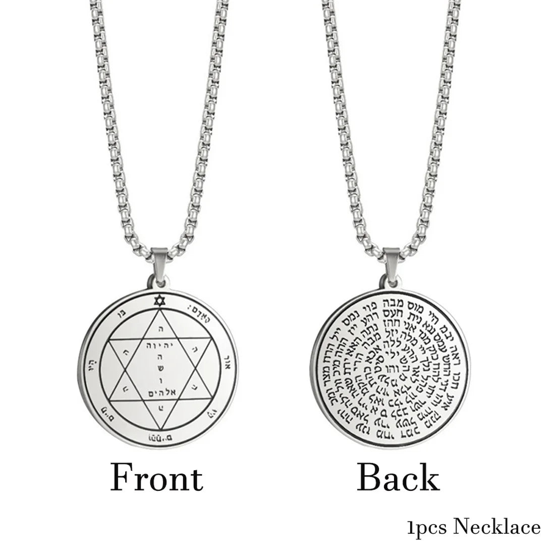 EUEAVAN Key of Solomon Necklace Double Side Third Pentacle of the Venus Protection Love Stainless Steel Necklaces Amulet Jewelry