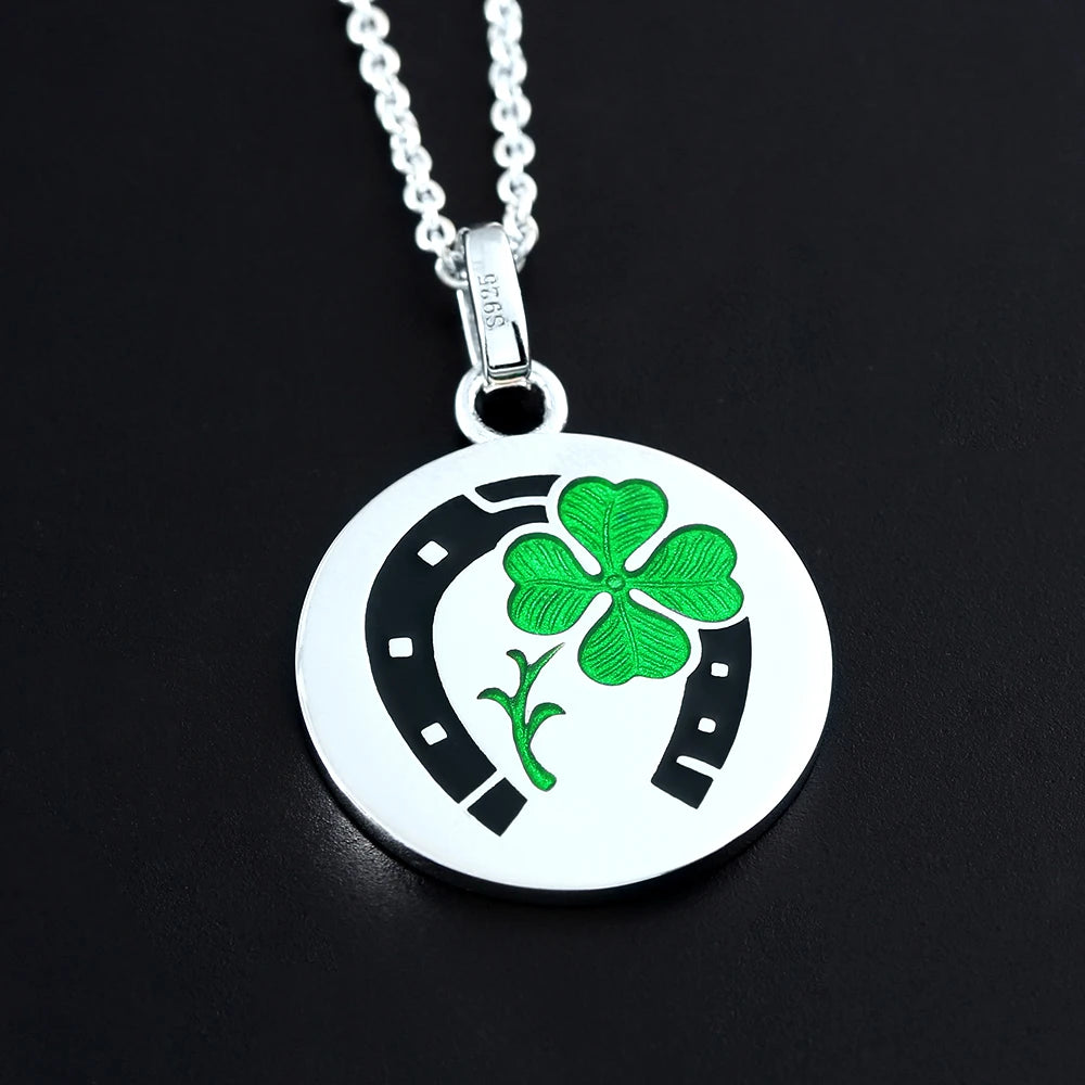 Clover Horseshoe Pendant — 925 Silver
