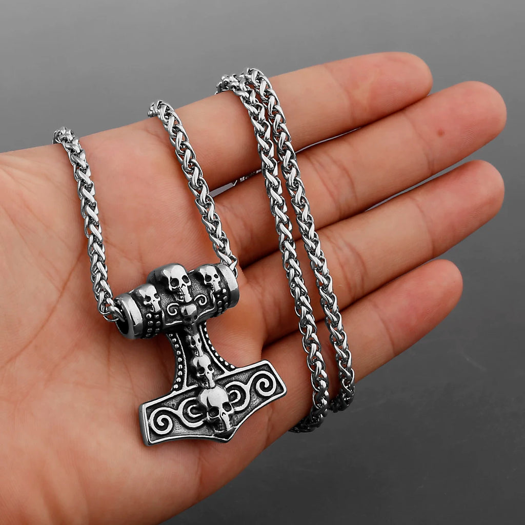 Neo-Gothic Skull Pendant Necklace — Stainless Steel