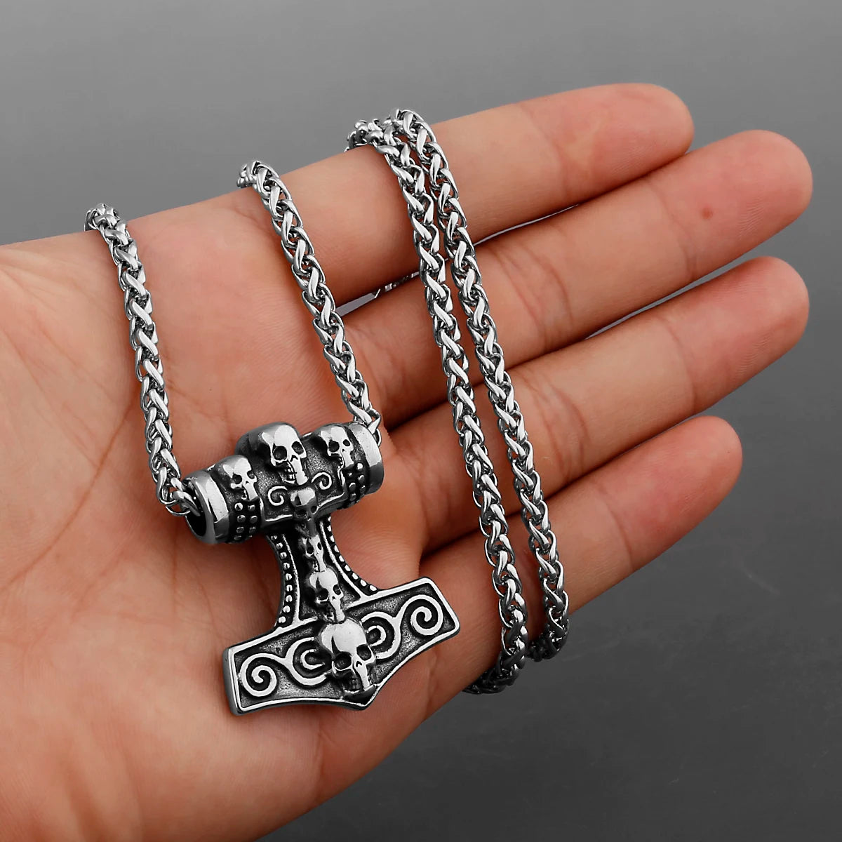Neo-Gothic Skull Pendant Necklace — Stainless Steel