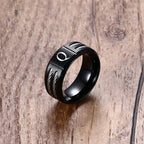 Black Letter Initial Ring — Stainless Steel