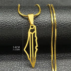 Israel-Palestine Map Pendant Necklace — Gold-Tone