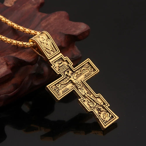 Cross Jesus Pendant Statement Necklace — Gothic