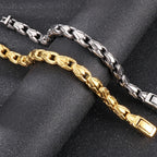 10MM Width Sunflower Seeds Style Chain Man Bracelet for Men Gold Color Polished Stainless Steel Male Bracelets Wrist