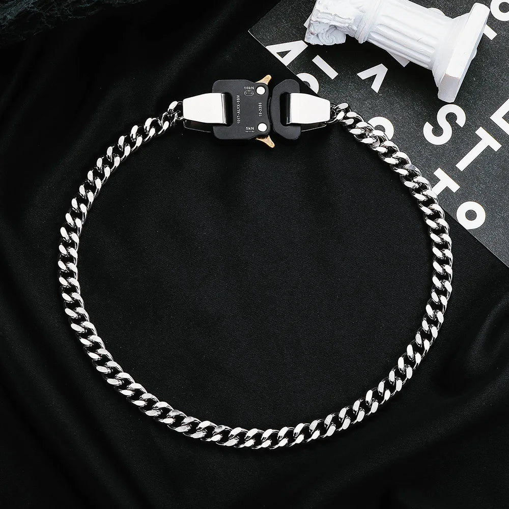 Hip-hop Functional Buckle Thick Chain Metal Lock Necklace Bracelet Personality Street Men and Women Accessories Gift