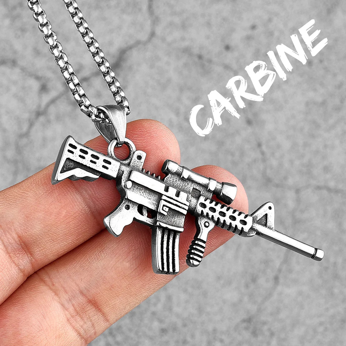 Gun Series AK47 M16 Sniper Rifle Stainless Steel Jewelry Men Necklaces with Pendant For Male Women Punk Hip Hop Gifts Wholesale