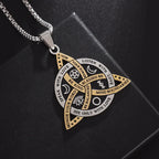 Stainless Steel Trinity Celtic Knot Nordic Rune Pendant Necklace Retro Ethnic Style Irish Knot Lucky Amulet Jewelry for Men